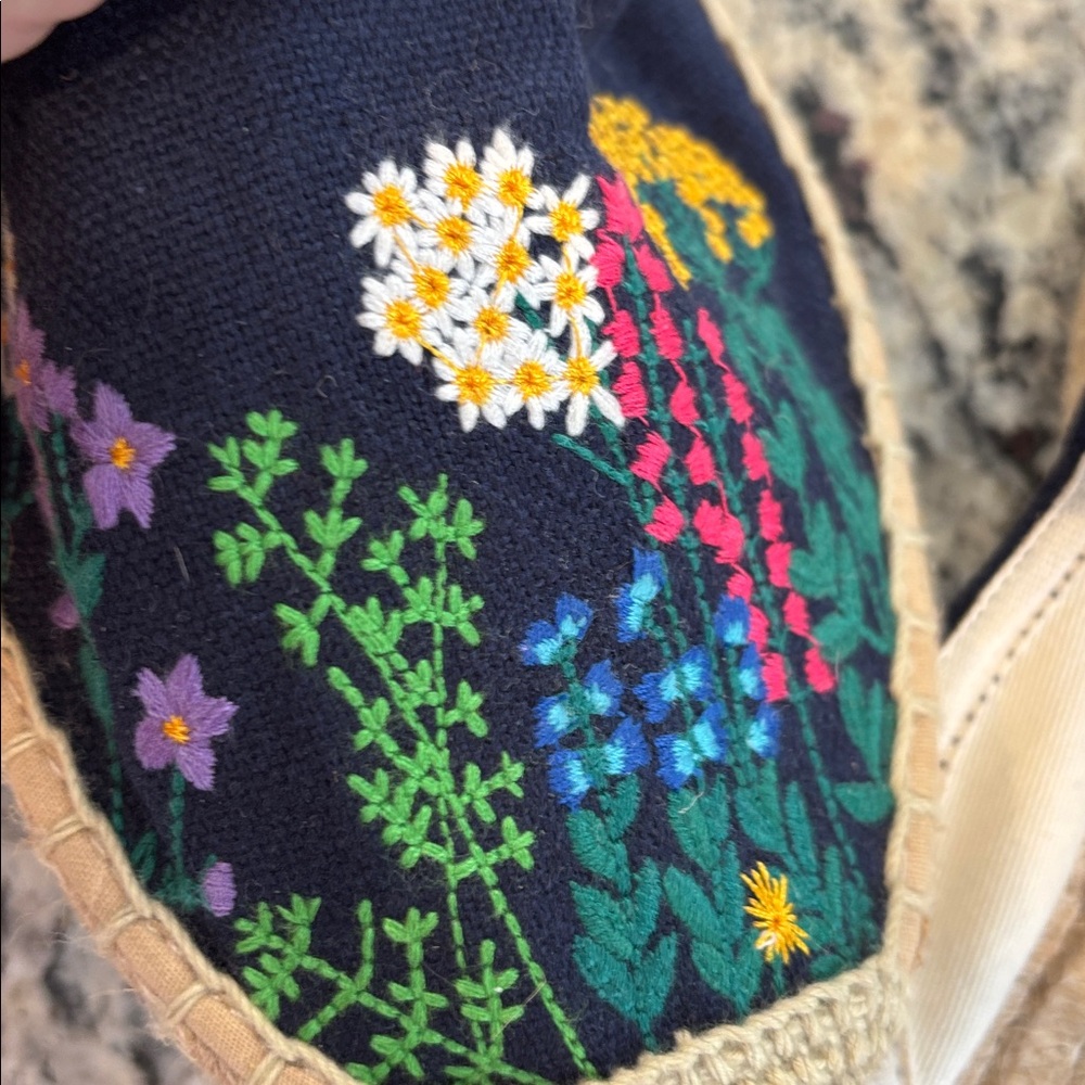 Soludos Navy Embroidered Floral Espadrilles Flats - Picture 10 of 11